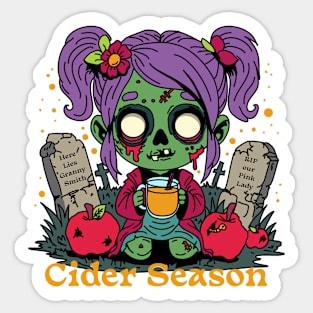 Apple Cider Season Zombie Sticker